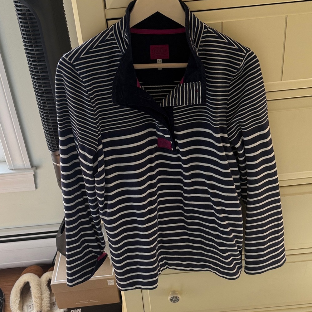 Joules Navy and Pink Striped Top